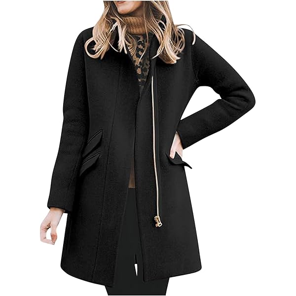Amazon.com: Womens Long Coat Classic Open Front Zip Up Casual